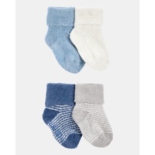 Baby Boy 4-Pack Chenille Foldover Cuff Booties - Blue/White - Carter's | Carter's