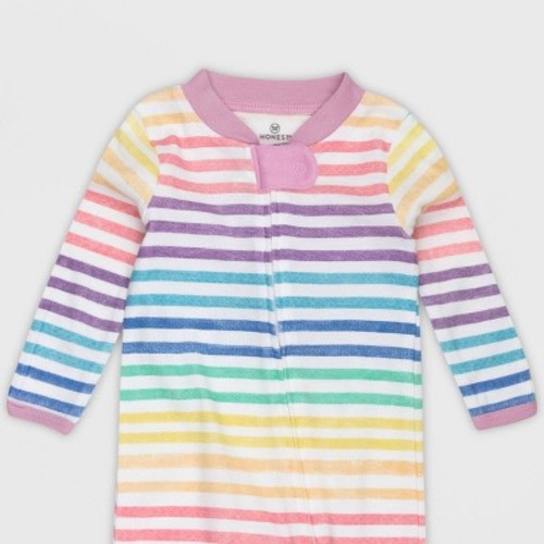 Honest Baby Girls' Organic Cotton Rainbow Striped Sleep N' Play - Pink
