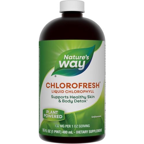 Nature's Way Chlorofresh, Liquid Chlorophyll, Supports Healthy Skin & Body Detox*, Internal Deodorant Supplement*, Supports Detoxification Pathways*, Unflavored, 16 Fl. Oz