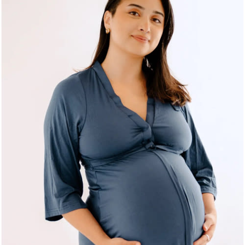 Lila Labor & Postpartum Gown in Midnight Blue