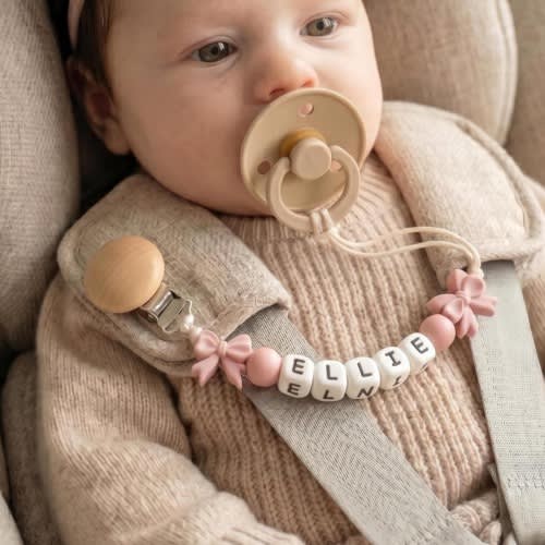 Custom Pacifier Clip Baby Girl Bow Paci Clip for Newborn | Infant Binky Holder | Baby Shower Gift