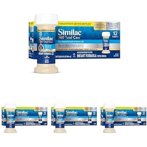 Similac 360 Total Care Infant Formula, Has 5 HMO Prebiotics, Our Closest Prebiotic Blend to Breast Milk, Non-GMO,‡ Baby Formula, Ready to Feed, 2-fl-oz Bottle, Pack of 48