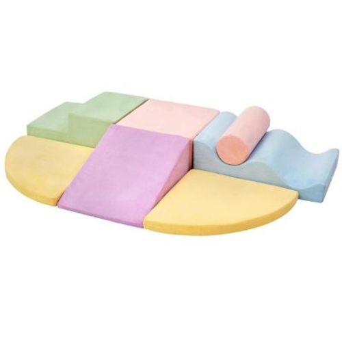 Etokfoks 7 Piece Soft Foam Climbing Blocks Set for Toddlers Indoor Play Gym Modular Climber for Crawling Sliding and Motor Skill Development