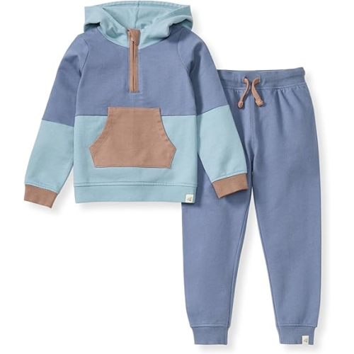 Burt's Bees Baby baby-boys Hoodie and Pant Set, Top & Bottom Outfit Bundle, 100% Organic Cotton
