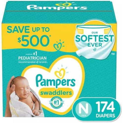 Pampers Swaddlers Diapers, Newborn (Less Than 10 Pounds), 174 Count - 174.0