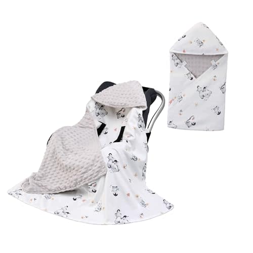 Baby Car Seat Blanket-Universal Car Seat Covers,Warm Swaddle Blankets for Infants Newborn,Boys and Girls Baby Bunting for Stroller,35"x35"(Gray Penguin)