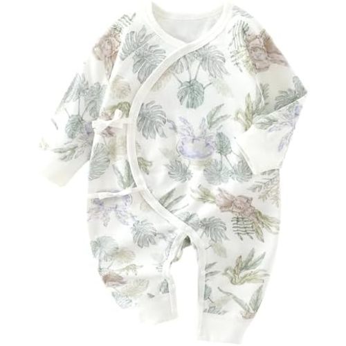 Baby Girl Boy Romper Side Snap Kimono Japanese Cotton Newborn Outfit Newborn-6M