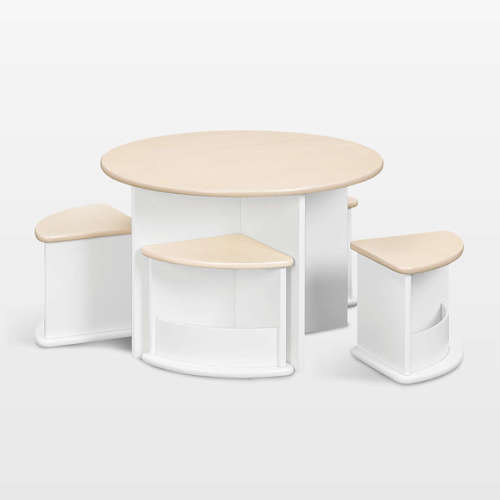 Babyletto Nessa White and Washed Natural Wood Kids Nesting Play Table