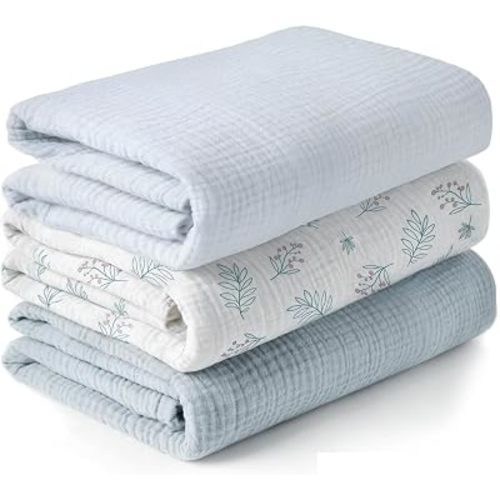 Muslin Swaddle Blankets for Newborns, 100% Cotton, 3-Pack
