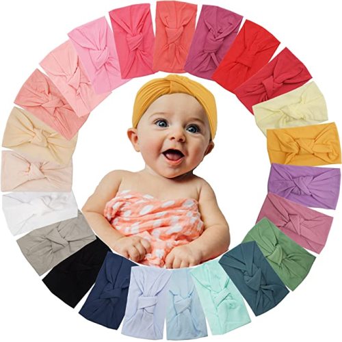 23 Pack Baby Nylon Headbands Hairbands Top Knot Headband Elastics Handmade Hair Accessories for Baby Girls Newborn Infant Toddlers Kids