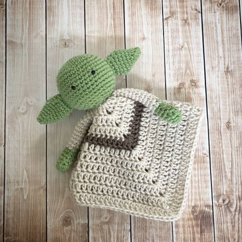 Yoda Star Wars Inspired Lovey/ Security Blanket/ Soft Toy Doll/ Plush Doll/ Stuffed Toy/ Amigurumi Doll/ Baby Doll-  MADE TO ORDER