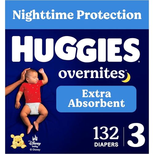 Huggies Overnites Diapers Size 3, 132 Count (2 Packs of 66)