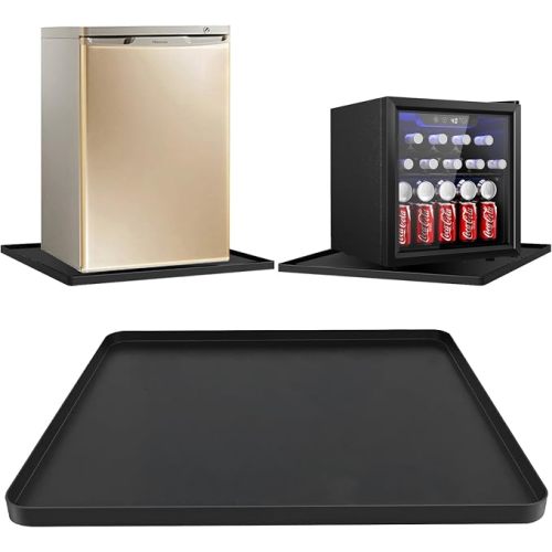 Mini Fridge Silicone Mat, 23.6"x23.6"x0.6" - Durable Refrigerator Mats with High Raised Edges, Leak-Proof Fridge Mats for Mini Fridges, Washing Machines, Pet Bowls - Protects Floors from Water Spills