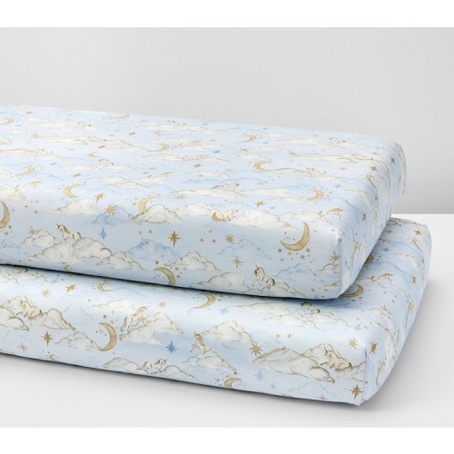 Chris Loves Julia Celestial Unicorn Organic Crib Fitted Sheet