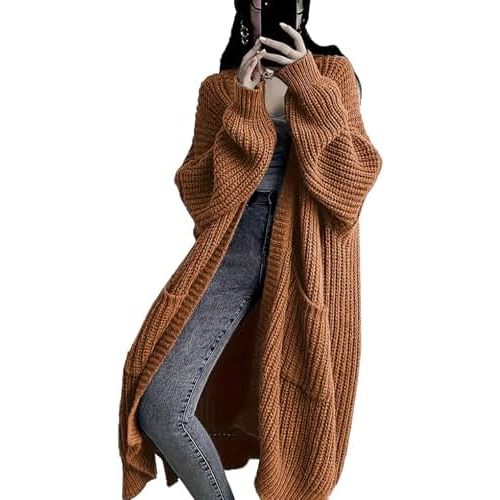 Womens Long Cardigan Sweaters Open Front Oversized Duster with Pocket for Women 2025 Fall Winter Knit Design Coats