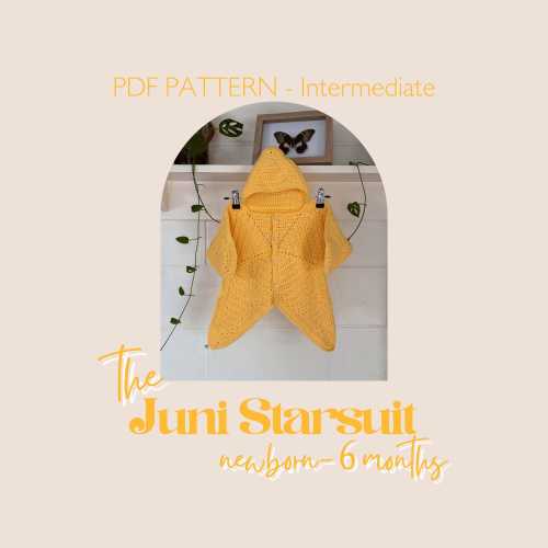 Juni Starsuit | Crochet Baby Costume | Intermediate | Baby Shower Gift | Newborn – 6 months | PDF Pattern