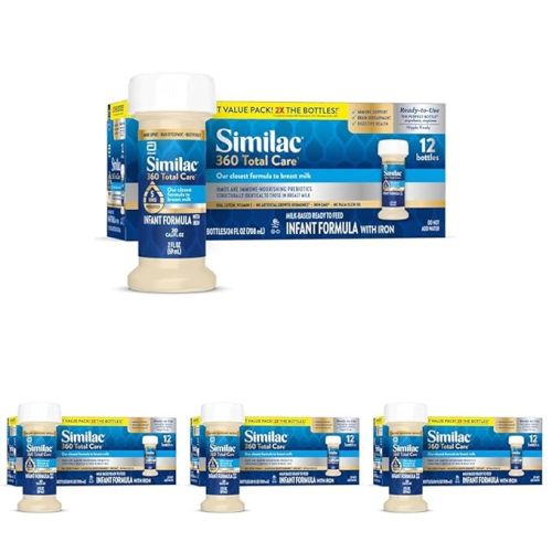 Similac 360 Total Care Infant Formula, Has 5 HMO Prebiotics, Our Closest Prebiotic Blend to Breast Milk, Non-GMO,‡ Baby Formula, Ready to Feed, 2-fl-oz Bottle, Pack of 48