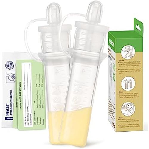 haakaa Colostrum Collector Syringes for Breastmilk Collector for Breastfeeding Moms to Collect Store and Feed Colostrum, 0.1oz/4ml, 2pcs