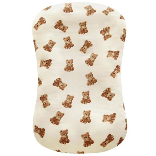 LifeTree Muslin Baby Lounger Cover, Newborn Slipcover Lounger Cover for Boys Girls Infant, Soft 70% Viscose from Bamboo and 30% Cotton, Cover Only, Bear Pattern,