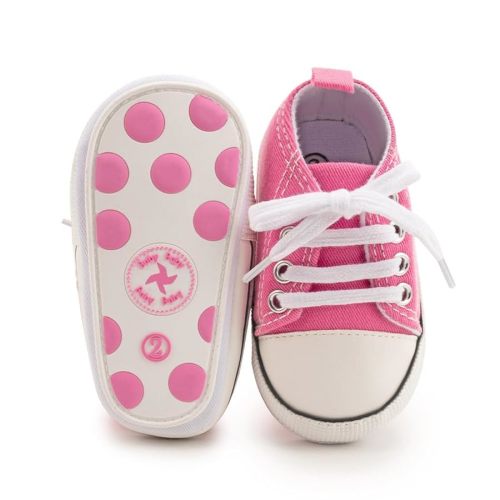 Newborn Baby Girls Boys Canvas Shoes Infant Soft Sole Slip On First Walkers Sneaker Toddler Flat Loafers High Top Crib Denim Unisex Moccasins Shoe