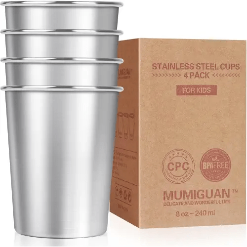 18/8 Food Grade Stainless Steel Cups for Kids (4 Pack)