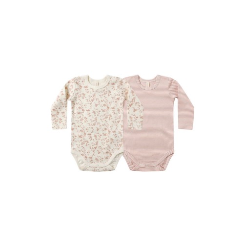 Floral & Stripe Assorted 2-Pack Organic Cotton Jersey Bodysuits, Newborn- Only a few left