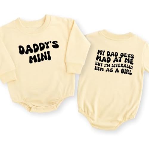 Daddy's Mini Baby Romper, Double Sided Print Baby Bodysuit