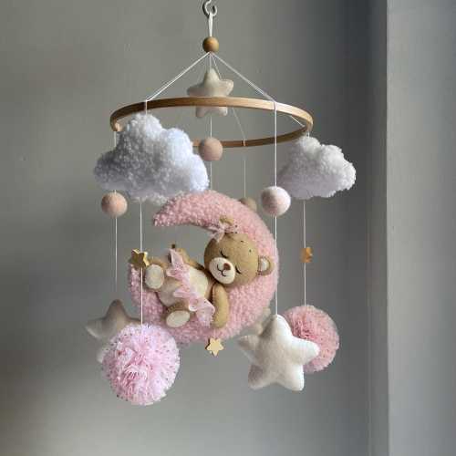 Bear on Moon Baby Mobile
