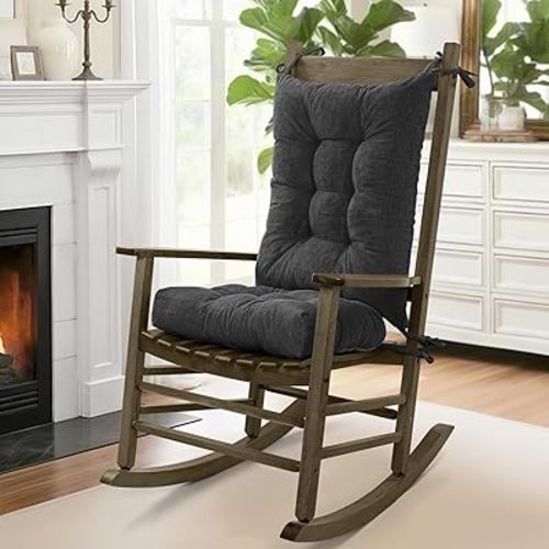 mudilun Rocking Chair Cushion Set - Non-Slip Tufted Rocking Chair Cushions with Ties Soft Indoor/Outdoor Wooden Rocking Chair Seat Pad for Porch Garden Cafe & Nursing