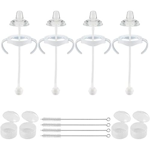 Sippy Cup Conversion Kit for Philips Avent Natural Baby Bottles, Weighted Straw Replacement Kit with Spout Nipples and Handle,6m+,Set of 4