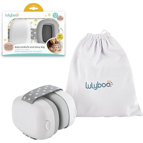 Lulyboo Baby Earmuffs with Carry Bag - Soft Foam Ear Padding, | Reusable Breast Pads for Breastfeeding | White XL Size, 5