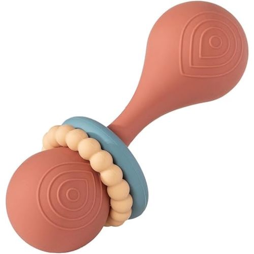 Mary Meyer Baby Rattle Simply Silicone Teething Toy, 5-Inches, Clay Red