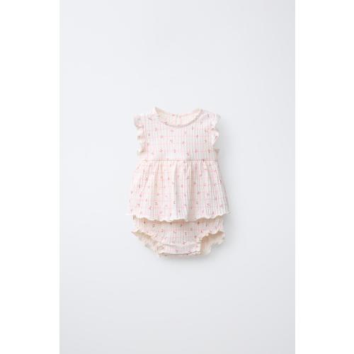 FLORAL ROMPER DRESS - Light ecru | ZARA United States