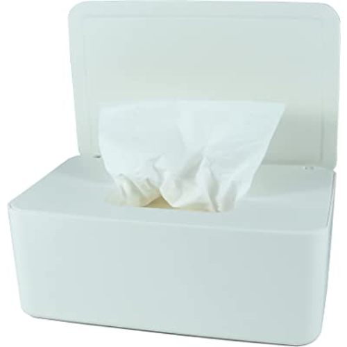 Diaper Wipes Dispenser, Baby Wipes Case, Baby Wipe Holder Keeps Diaper Wipes Fresh, Wipe Container with Non-Slip Feet (White)