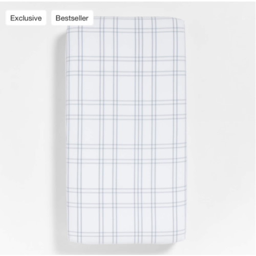 Stax Mist Blue 100% Organic Cotton Baby Crib Fitted Sheet