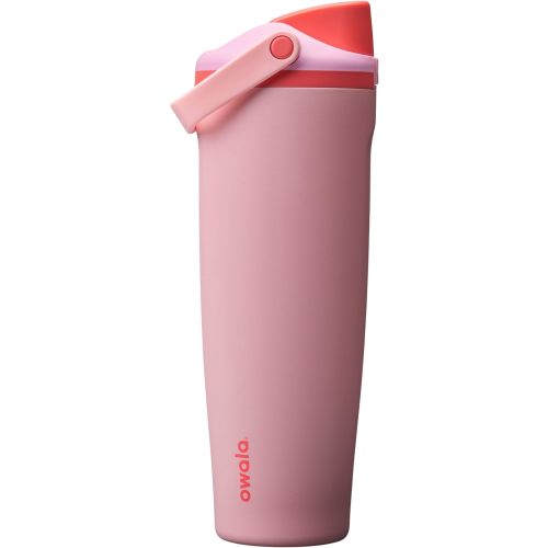 Owala FreeSip Sway Insulated Stainless Steel Water Bottle with Two-Way Spout, Built-In Straw and Bucket Handle, Made for Travel, School, and Sports, 40oz, BPA Free, Leak Proof, Pink Angel Food Cake