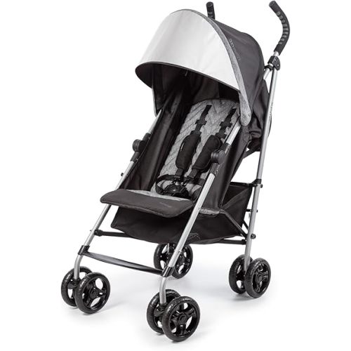3Dlite ST Convenience Stroller, Black & Gray - Lightweight Stroller with Steel Frame, Large Seat Area, Multi-Position Recline, Large Storage Basket - Infant Stroller for Travel and More