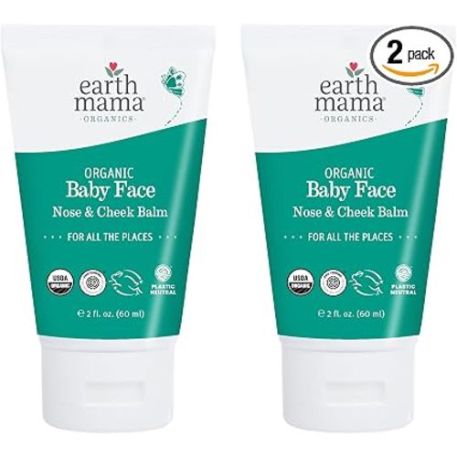 Earth Mama Organic Baby Face Nose & Cheek Balm | Moisturizer with Calendula Oil for Dry Skin Care, Natural Petroleum Jelly Alternative (2-Fluid Ounce, 2-Pack)