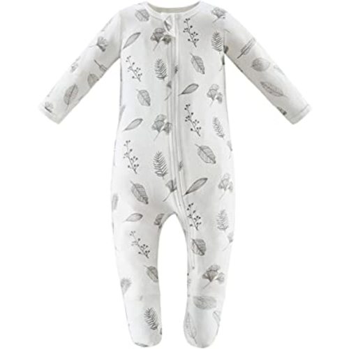 Owlivia Organic Cotton Baby Pajamas, Boys Girls Zip Front Sleep 'N Play, Footed Sleeper, Long Sleeve