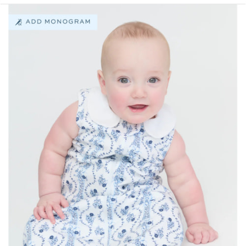 Hill House The Sleep Sack - Blue Vine Stripe with Monogram