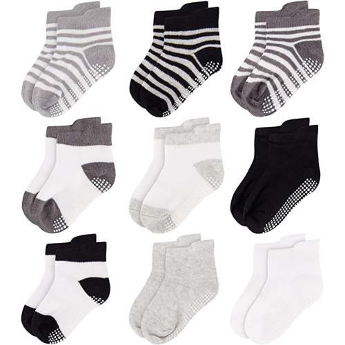 Rising Star Unisex Non Slip Low-Cut Grip Socks for Infants and Toddlers (9 Pack)