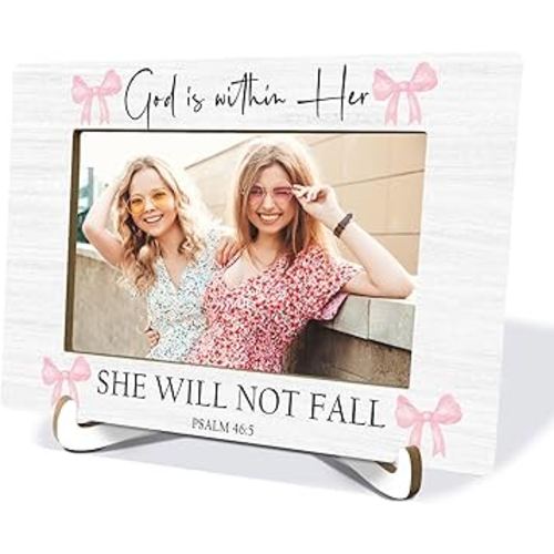 Pink Bow Picture Frames 4x6,Coquette Bow Photo Frame,Preppy Christian Picture Frame,Gifts For Girls Friend Sister Girlfriend Bedroom Dorm Table Desk Decor