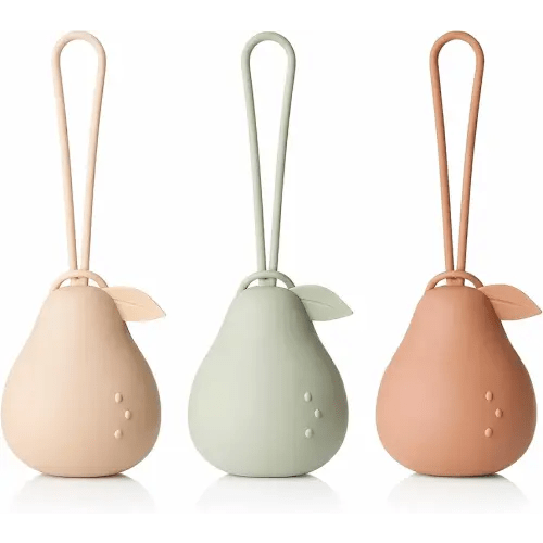 Andy Bear Silicone Pacifier Holder Case, Baby Paci Storage Case Silicone, Portable Leakproof One-Piece BPA-Free Set of 3-Ivory Sage Brown