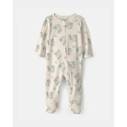 Baby Girl Floral Cotton 2-Way Zip Sleep & Play Pajamas - Ivory | Carter's