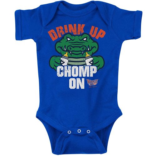 Drink Up Chomp On Baby Apparel for Florida College Fans (NB-7T) (Royal Onesie, 6 Months)