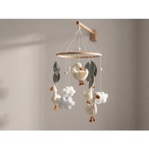 Duck Baby Mobile, Goose Crib Mobile, Neutral Nursery Mobile, Farm Animal Baby Mobile, Wooden Crib Mobile, Baby Shower Gift, Nursery Decor