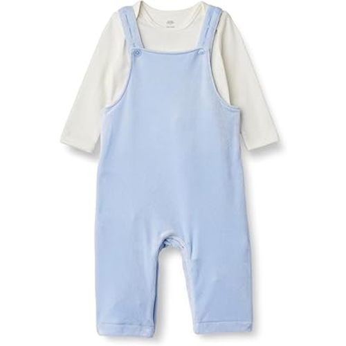 Amazon Essentials x Sofia Grainge Unisex Babies' Velour Overall and Long Sleeve Bodysuit Set, Pack of 2