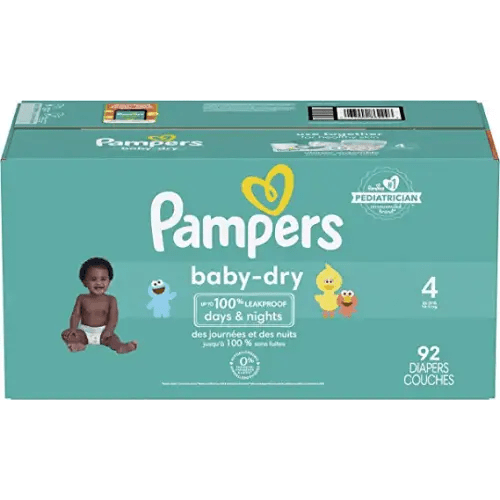 Diapers Size 4, 92 Count - Pampers Baby Dry Disposable Baby Diapers, Super Pack, Packaging & Prints May Vary