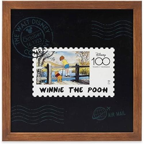 Open Road Brands Disney Winnie the Pooh Stamp Framed Wood Wall Decor - Vintage Winnie the Pooh Wall Art