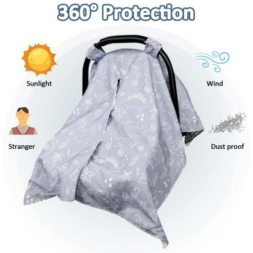 YIYIQCSJ Car Seat Cover for Girl Boy, Muslin Cotton Infant Car Seat Canopy, Breathable Baby Carrier Cover